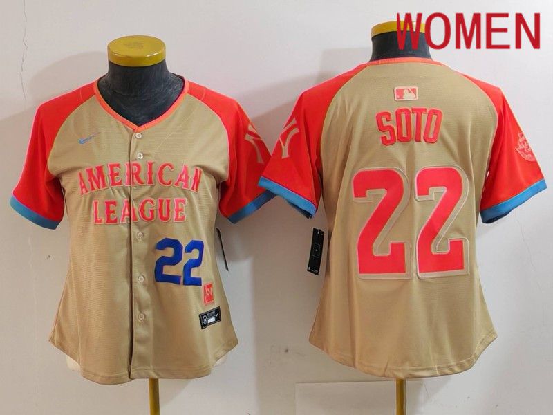 Women New York Yankees #22 Soto Orange All star 2024 Nike MLB Jersey style 4->women mlb jersey->Women Jersey